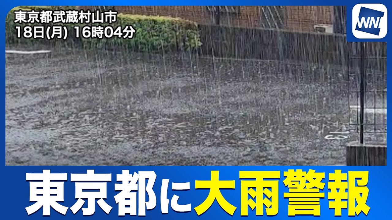 【速報】東京都内に大雨警報が発表 夜にかけて激しい雷雨や冠水に警戒