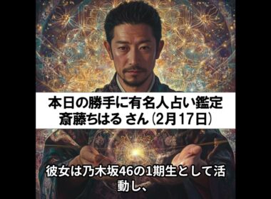 勝手に有名人占い鑑定！（2月17日生まれ、斎藤ちはるさん）