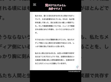野生動物の生息域内保全を目的とする団体　#一般財団法人クリステル・ヴィ・アンサンブル #滝川クリステル　さん　#日本の野生動物を助けてください　#平野雨龍 #私は平野雨龍を応援します