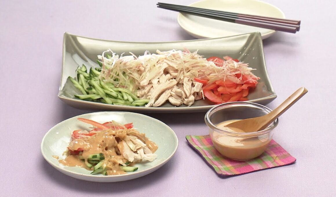 【3分クッキング公式】夏野菜のレンチン棒々鶏