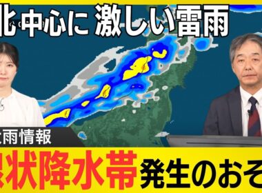 【大雨情報】東北など激しい雷雨　線状降水帯発生のおそれも