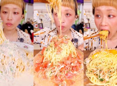 【大食い】デカ盛り3種の楽ちん冷製パスタ。夏がまだ続いているので、かんたんゆる発酵ごはんする。※量はゆるくない【モッパン】【MUKBANG】