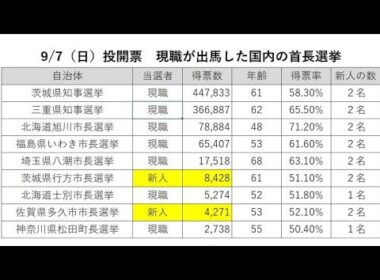 【感想と解説】国内の首長選挙結果の特徴