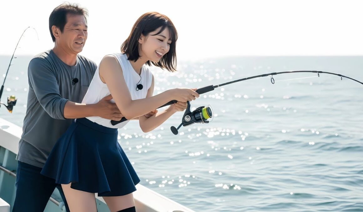 魚釣りロケに来たらどさくさに紛れて漁師さんが.../Japanese Pantyhose Girls