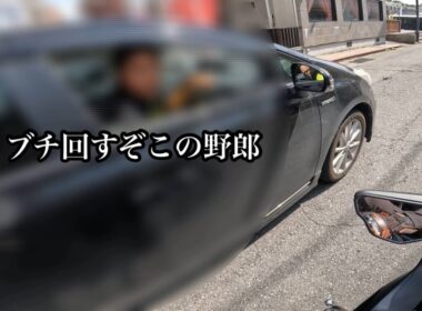 煽り運転してきた輩プリウスを追い回して鉄拳制裁