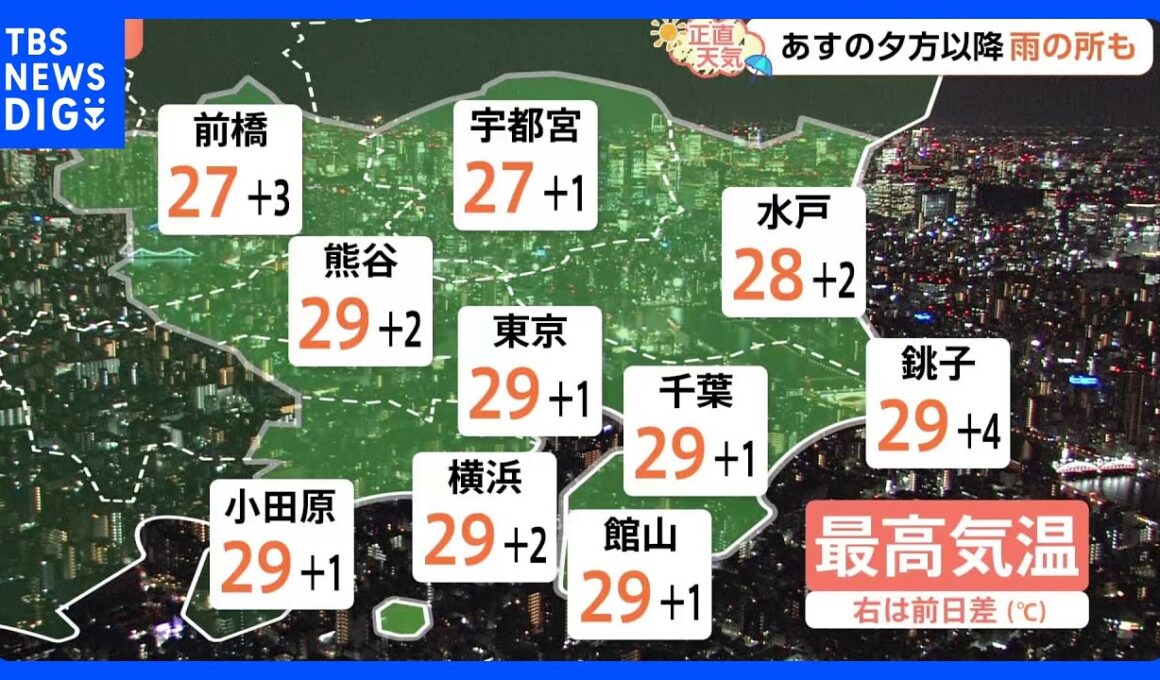 【9月25日 関東の天気】夕方以降 雨の所も｜TBS NEWS DIG