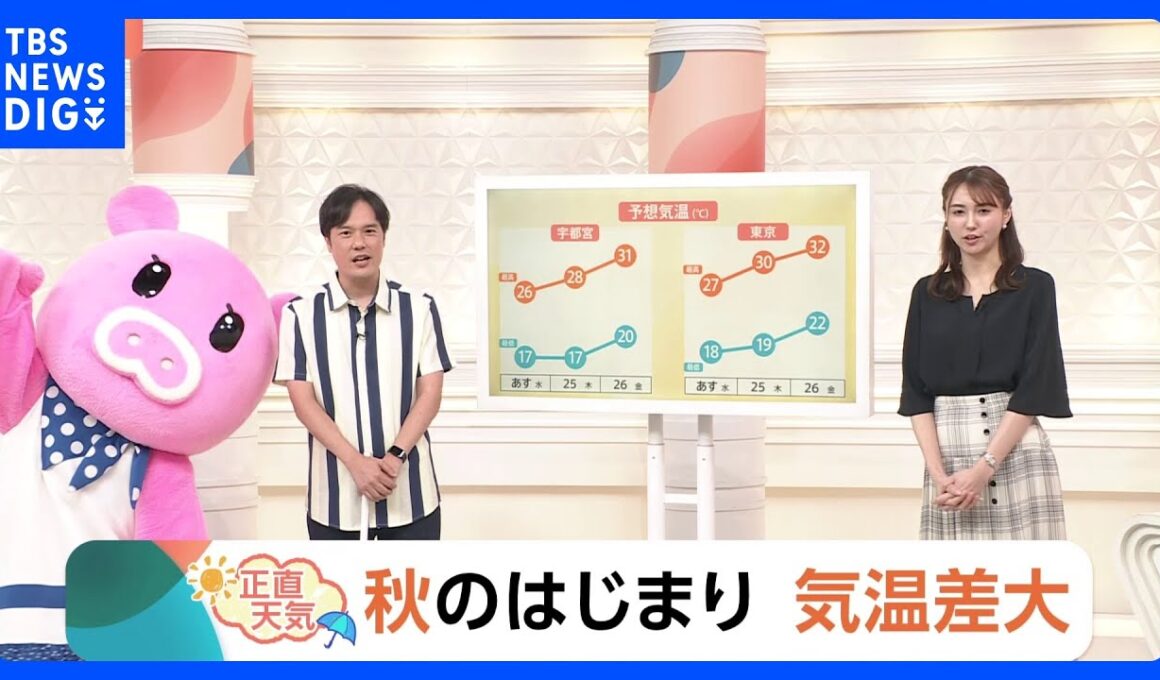 【9月24日 関東の天気】秋のはじまり 気温差大｜TBS NEWS DIG