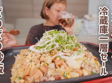 【大食い女の日常】冷蔵庫一掃。お腹が減ったのにご飯がないからかき集めて作った無もなきご飯【VLOG】【モッパン】