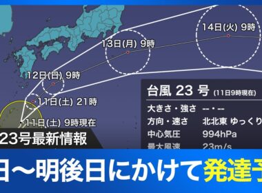 【台風23号最新情報】明日〜明後日にかけて発達予想