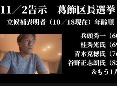 【葛飾区選挙2025】⑴30年前、東京都の都市博中止でどんな問題が起こったのか、を思い出そう、⑵議員選挙候補者にはこの質問をしてみよう「なぜ貴方は首長選挙に挑まないのか？」