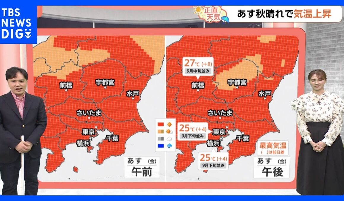 【10月17日 関東の天気】 あす1週間ぶりの秋晴れ｜TBS NEWS DIG