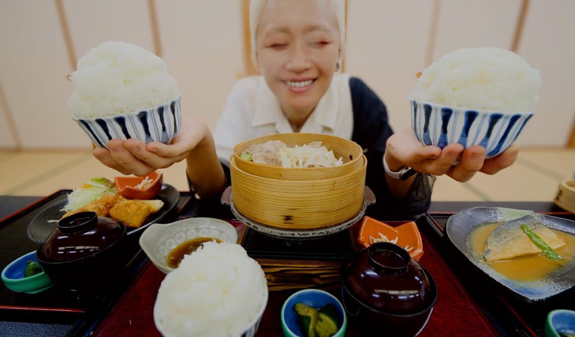 【大食い】高級ブランド米がおかわりし放題の夢の定食屋で勝手に食べ放題。「奥出雲 仁多米食堂」【モッパン】【MUKBANG】