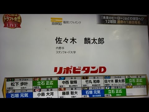 【佐々木指名にどよめき】ドラフト会議2025運命の1巡目入札フル(2025年10月23日)