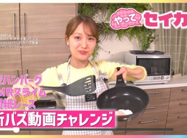 井上清華キャスターが最新バズ動画に挑戦！簡単マンドゥクッション・IKEAバスケットアレンジ・「めっちゃ楽しい」新聞紙レース・“疲れ解消”ASMRスライム・“斬新”味変ハンバーグ【やってセイカ！】