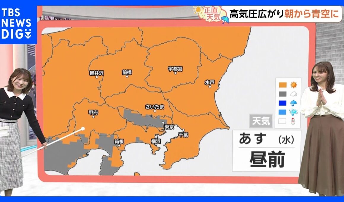 【11月12日 関東の天気】あすこそは青い空｜TBS NEWS DIG