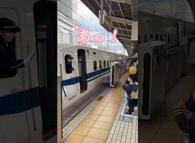 何度もお手振りありがとう❣️優しい女性新幹線車掌さん　今日も気をつけて