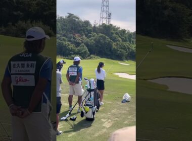 ドライビングレンジに不動さん登場！女子は華やか🎶#日本女子オープンゴルフ選手権🏌️‍♀️