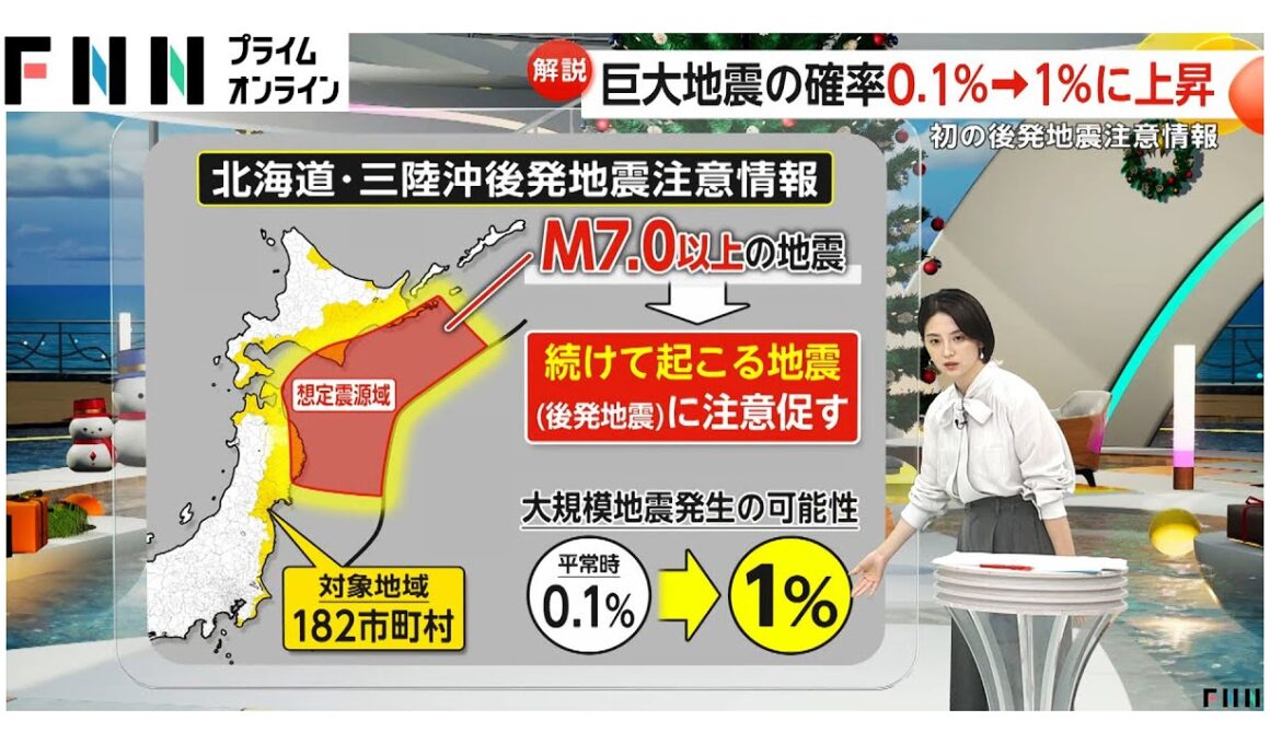 【解説】初めて聞く「後発地震注意情報」とは？巨大地震の確率0.1%→1%に上昇「2011年の大震災と同じメカニズム」