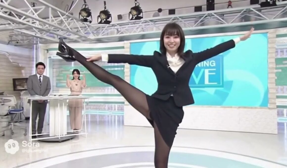 美しすぎるアナウンサーがY字バランス＆逆立ちチャレンジ！part2