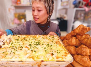 【大食い】4000g超の巨大えびグラタンと山盛りのクロワッサンで冬を乗り越えたい。【モッパン】【MUKBANG】