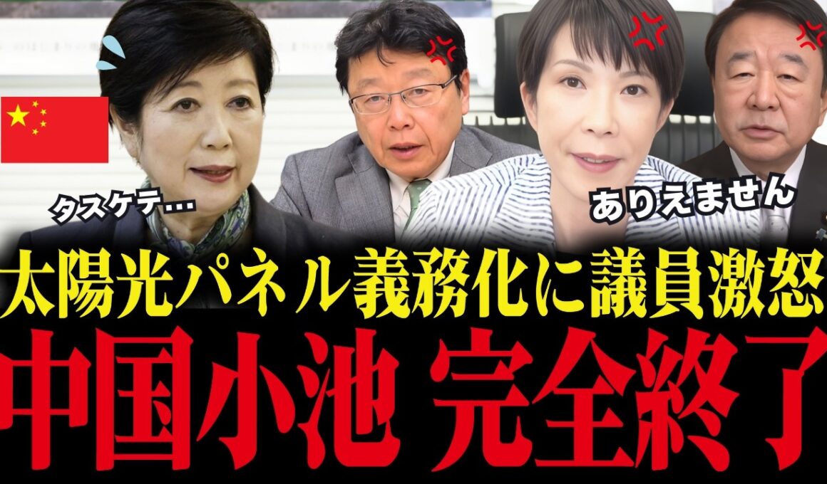 小池百合子の太陽光パネル義務化に大物議員たちが総批判！小池、中国に泣きつく...【小池都知事/都議会/さとうさおり】