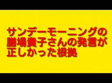 サンデーモーニングの膳場貴子さんの発言が正しかった根拠について。