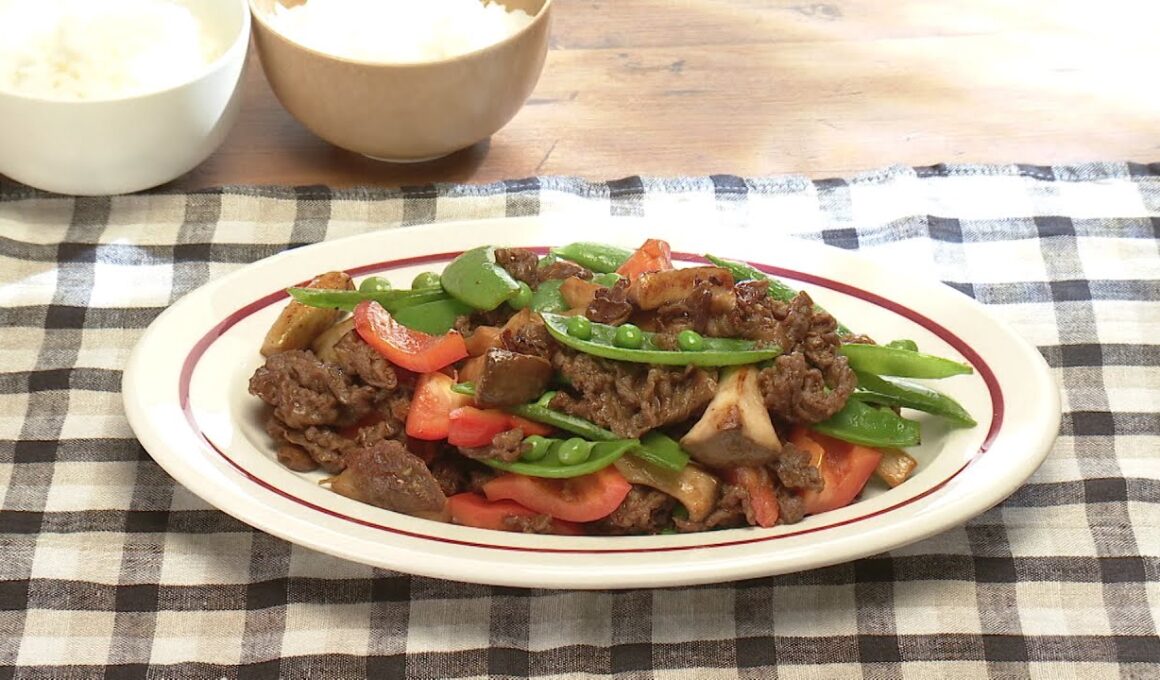 【3分クッキング公式】牛こまとパプリカの焼き肉のたれ酢炒め
