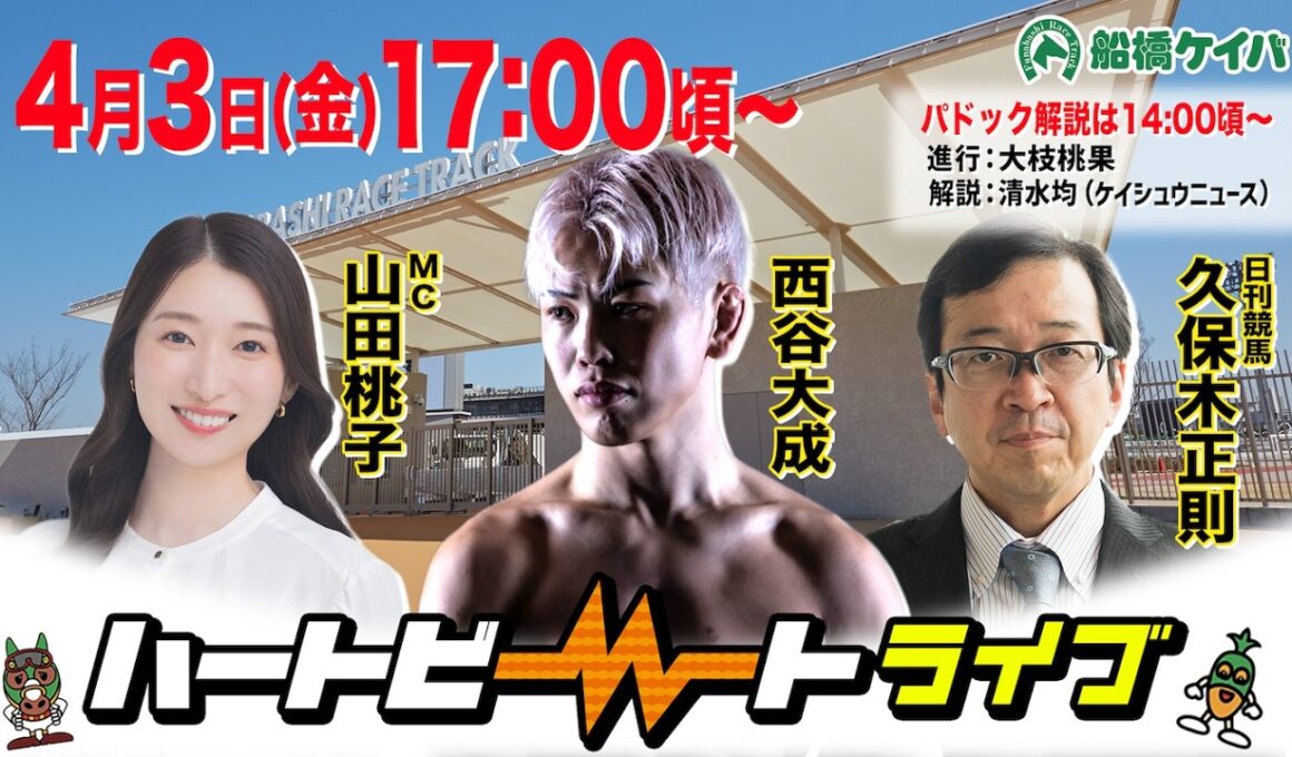 【船橋競馬】ハートビートライブ #250【前半は14:00頃からパドック解説】【後半出演 進行：山田桃子／ゲスト：西谷大成／解説：久保木正則（日刊競馬）】