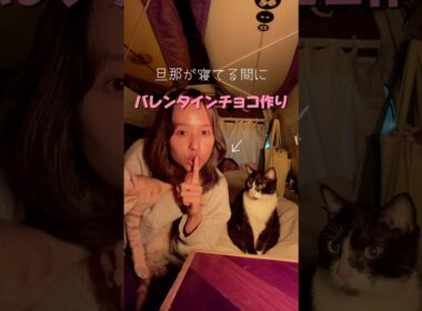 車で手作りバレンタインチョコ♡ #夫婦#夫婦旅#車中泊#同棲#バンライフ#vanlife#日本一周#猫#子猫