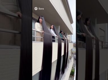 超ロングヘア　ベランダ　longhair