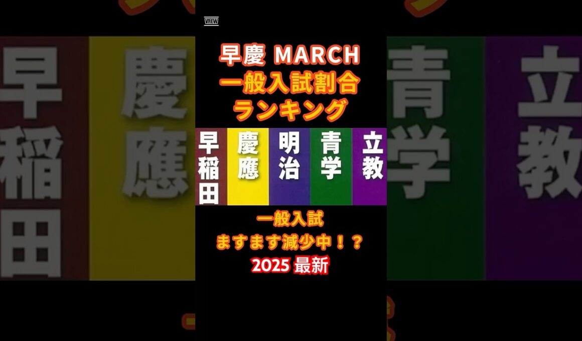 意外！早慶・MARCHで “一般入試割合” が一番少ないのはどこ？ #大学受験 #早稲田大学 #慶應義塾大学