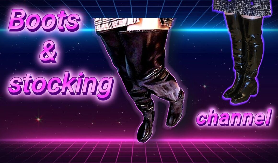 【ACQUO thigh high boots ラバーロングブーツ】ラバーの音！最高です # Long Boots#stockings ＃パンスト