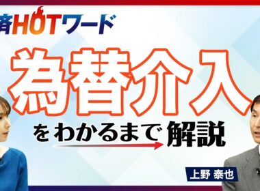 為替介入は何のために行う？／実施の効果はある？／今後も介入を行う？／どんな種類がある？／そもそも為替介入って何？／「経済HOTワードわかるまで解説」