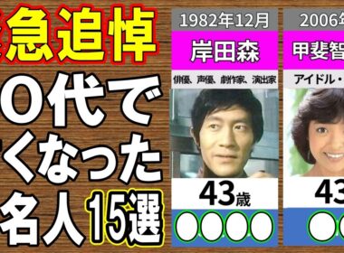 【緊急追悼】40代で逝った伝説の有名人15選…早すぎる別れの真相と“最後の日々”に涙【原因・年齢】パート３