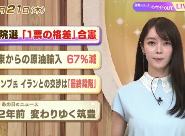 【今日のニュース5月21日】「衆院選『１票の格差』合憲」「中東からの原油輸入 67%減」「トランプ氏 イランとの交渉は『最終段階』」「昭和あの日のニュース 62年前 『変わりゆく筑豊』」 BS11