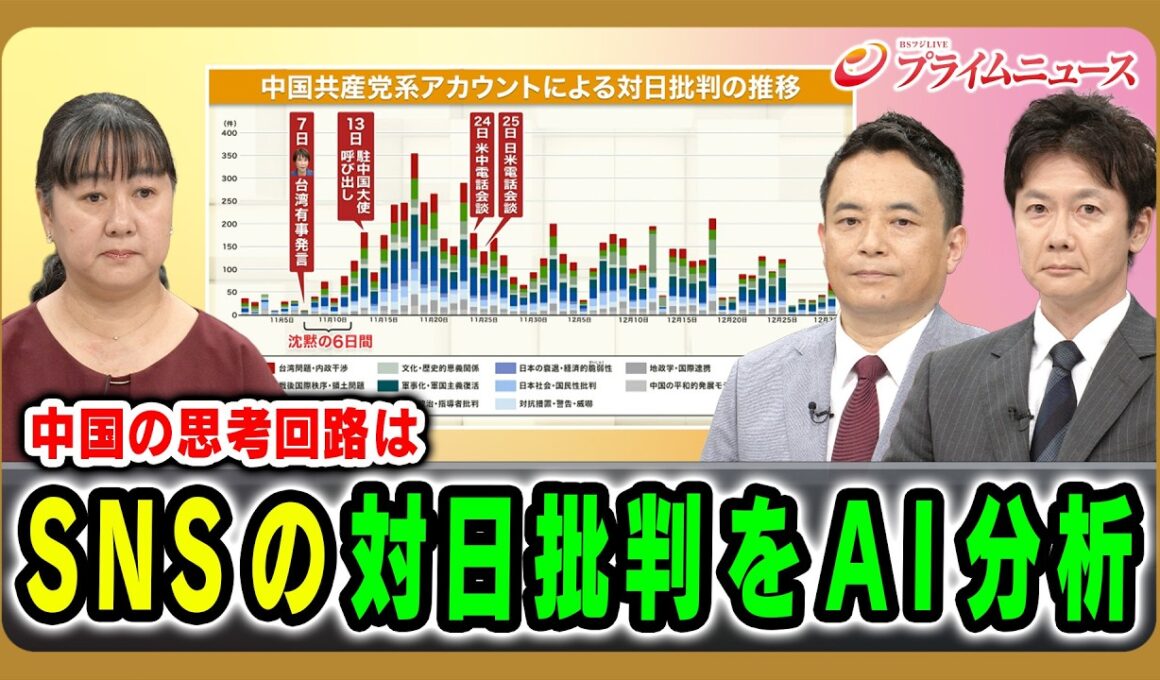 【中国の思考回路は】SNSの対日批判をAI分析 阿古智子×峯村健司×石井順也 2026/6/3放送＜前編＞【BSフジ プライムニュース】