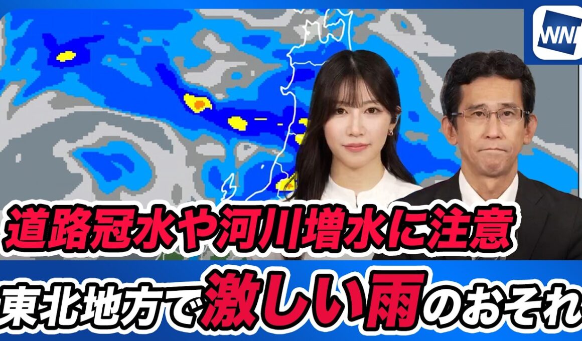 【大雨情報】東北南部を中心にザーザー降り/動きの遅い低気圧の影響長引く恐れ