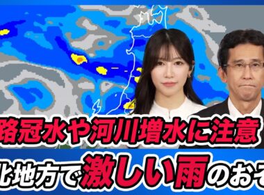 【大雨情報】東北南部を中心にザーザー降り/動きの遅い低気圧の影響長引く恐れ
