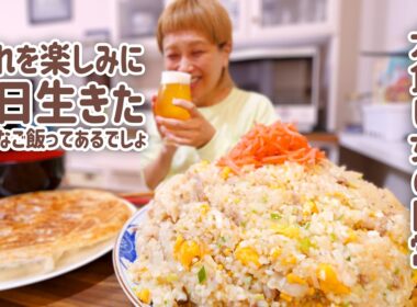 【大食い女の日常】これを楽しみに生きてきたのに…。炒飯と餃子で晩酌する引きこもりな1日のよる【大食い】【VLOG】