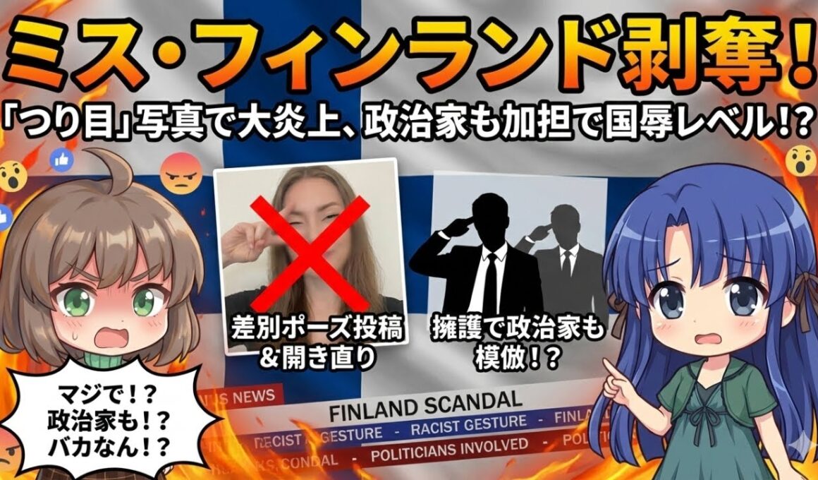 【大炎上】ミス･フィンランド剥奪! ｢つり目ポーズ｣からの｢ビジネスクラス煽り｣で自滅…政治家も加担の地獄絵図【すみあお時事】