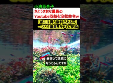 小池百合子、さとうさおり議員のYoutube収益没収を命令w