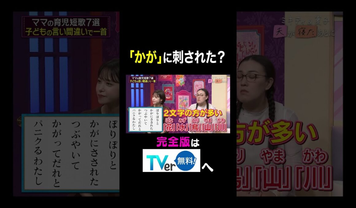 【夫が寝たあとに】 「かが」に刺された？#夫が寝たあとに #藤本美貴 #ミキティ #横澤夏子#俵万智 #鷲見玲奈 #白鳥久美子　#shorts