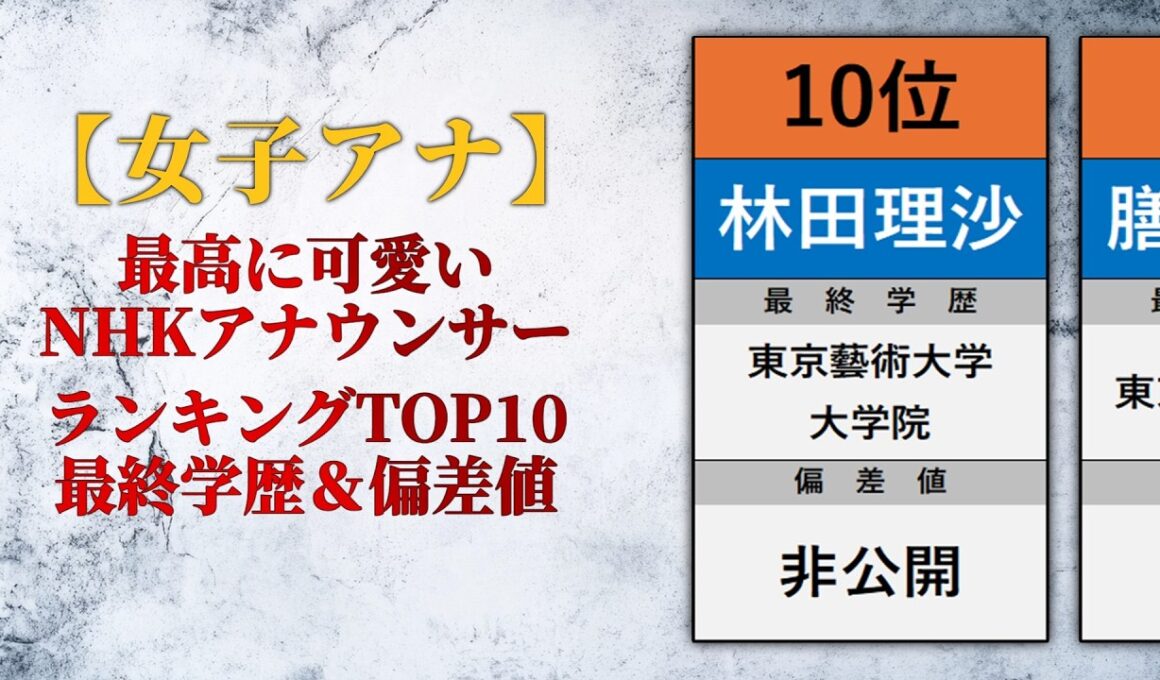 【女子アナ】最高に可愛いNHKアナウンサーランキングTOP10【最終学歴＆偏差値】