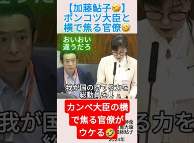 【加藤鮎子🤣】ポンコツ大臣と横で焦る官僚🤣＃shorts ＃加藤鮎子 ＃杉尾秀哉 ＃自民党 ＃立憲