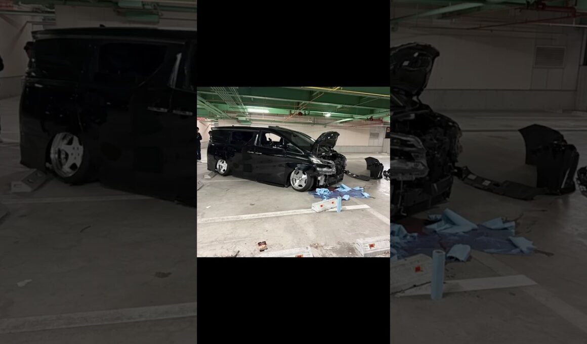 車高短アルファード乗りさん、車止めに乗り上げて大破させてしまう。　 #ドライブレコーダー #ドラレコ #事故 #危険運転 #当て逃げ  #車載動画