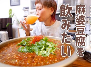 【大食い女の日常】麻婆豆腐を飲みたいので（は？）SNSで流行っている豆乳ザーってして蓋して待つタイプの豆腐からつくるわ。鍋で。【大食い】【VLOG】