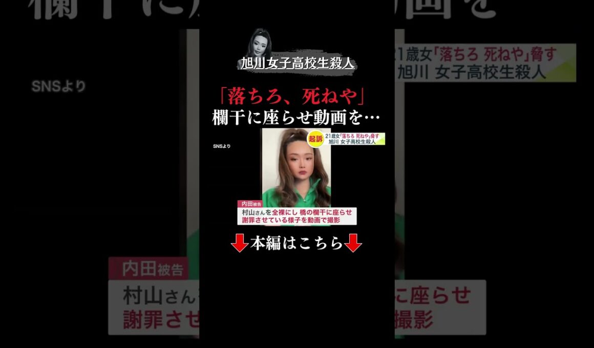 👆本編はこちら👆【旭川女子高生殺人事件】内田梨瑚被告「落ちろ、死ねや」橋の欄干に座る姿を動画で撮影…その後、女子高校生は転落か 21歳女を殺人などの罪で起訴 #旭川女子高校生殺人