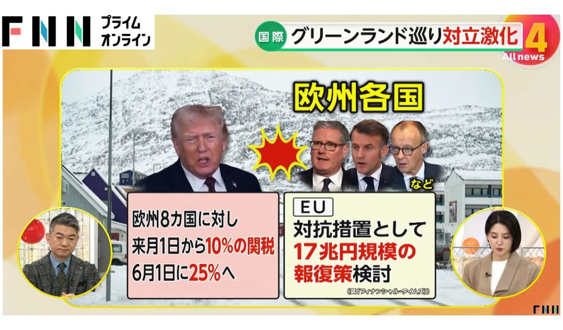 グリーンランドめぐり欧米の対立激化…EUは関税の対抗措置を検討　国際秩序を揺るがす事態に (2026年01月19日)