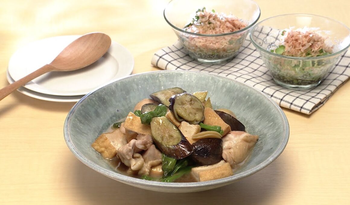 【3分クッキング公式】鶏肉と厚揚げの簡単めんつゆ煮／もずくのピリ辛酢のもの