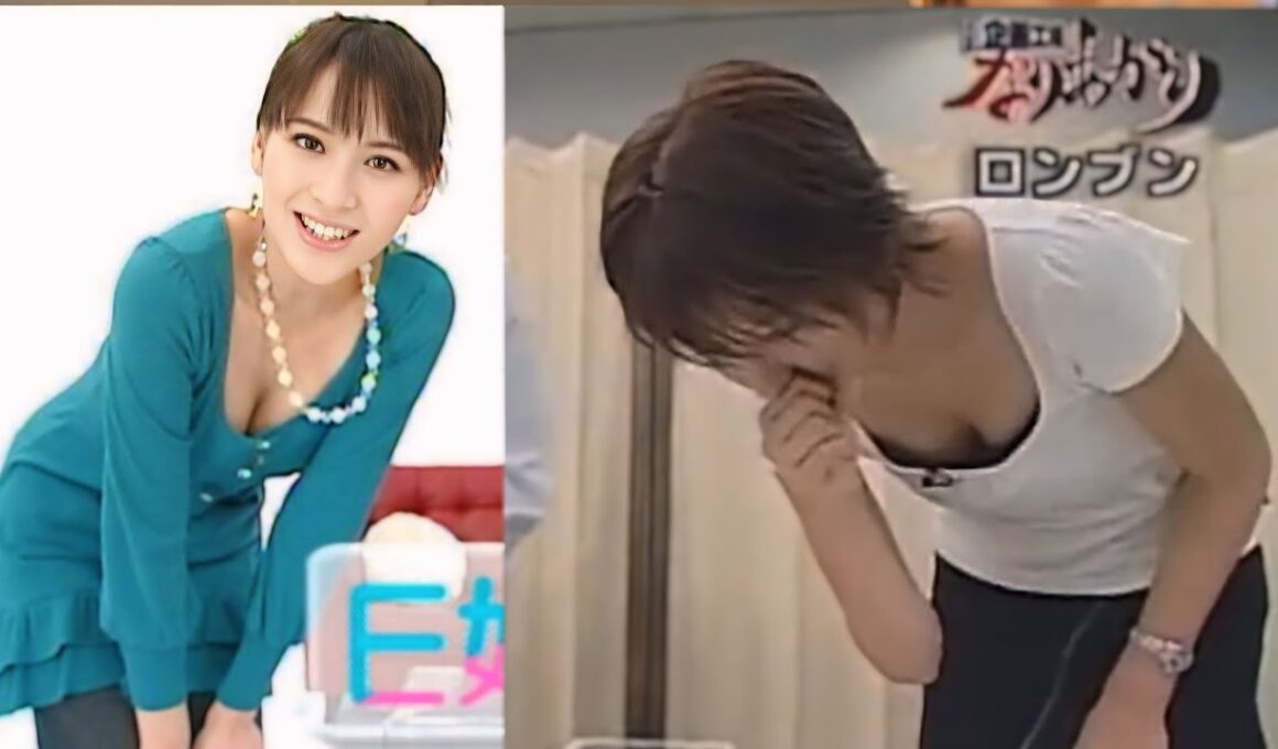 青木裕子 前かがみ胸チラで谷間見せ